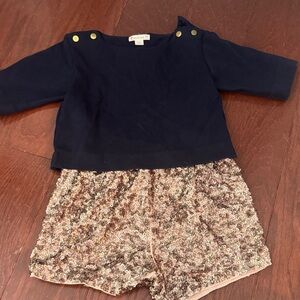 Crewcuts Navy Top with Gold Accents